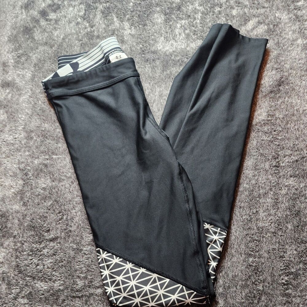 Under Armour Compression Leggings Black With Black/white Pattern  Women's Small